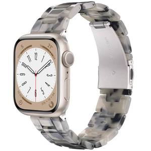 lot 12337 image: V-MORO Resin Bands Compatible with Apple Watch 404142mm Series 10987 Lightweight Fashion Strap Bracelet with Starlight Buckle for iWatch Band Series SE654321(Ink White,38mm40mm41mm42mm)