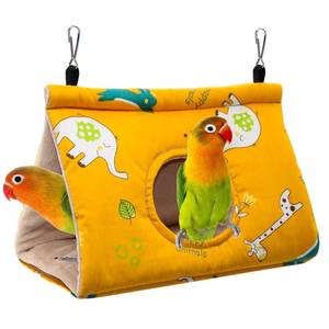 lot 12339 image: Rypet Winter Warm Bird Nest House - Hanging Hammock Velvet Shed Hut Cage Plush Fluffy Birds Hideaway Sleeping Bed Fuzzy for Parrot Parakeet Cockatiels Budgies Lovebird Small��Yellow��
