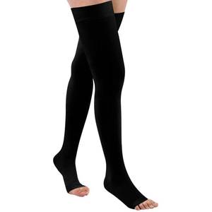 lot 12355 image: GODORIO Thigh High 15-20 mmHg Toeless Compression Stocking for Women & Men, Compression Socks Circulation with Silicone Dot Band - Best Support for Medical Running Nursing Athletic