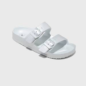 lot 12364 image: Womens Neida EVA Two Band Footbed Slide Sandals - Shade & Shore�� Silver 7 Contoured Footbed, Open Toe