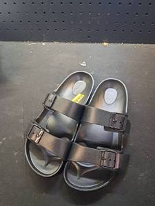 lot 12365 image: Black Double Buckle Slide Sandals Size 7