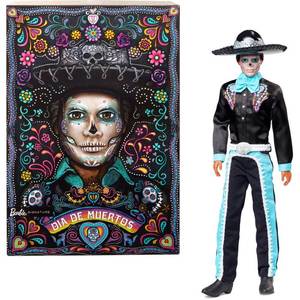 lot 12384 image: Barbie Signature D�a De Muertos 2024 Collectible Ken Doll in Black Suit with Hat