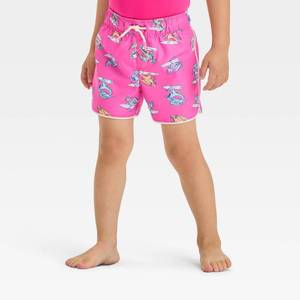 lot 12409 image: Toddler Boys Dragon Swim Shorts - Cat & Jack�� Pink 2T Adjustable Waistband, UPF 50 Protection