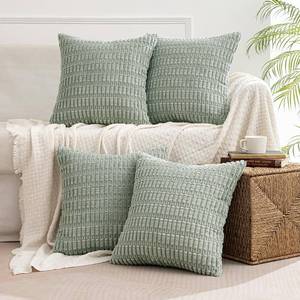 lot 12430 image: MIULEE Pack of 4 Greyish Green Corduroy Decorative Throw Pillow Covers 18x18 Inch Soft Boho Striped Pillow Covers Modern Farmhouse Home Decor for Sofa Living Room Couch Bed