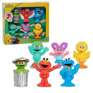 lot 12449 image: Sesame Street Neighborhood Friends, 6-piece Poseable Figurines (No Cookie Monster)