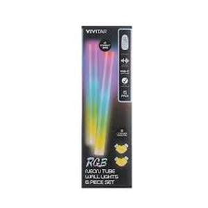 lot 8418 image: Vivitar RGB Neon Tube Wall Lights 6-Piece Set with Remote