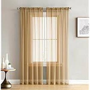 lot 12454 image: Jacksonsmith Simone Sheer Voile Pocket Panel Pair 38x84 Taupe