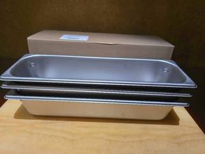lot 15947 image: New in Box Half Size 4in Deep Stainless Steel Pans - 3 in a Box