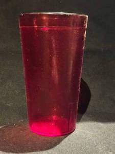 lot 48213 image: (34) Ruby Red Carlisle Acrylic Tumbler with Blue Storage Rack