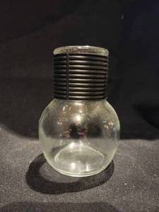 lot 48224 image: (18) Clear Servers Carafons Glass Jas with Black Ribbed Metal Neck