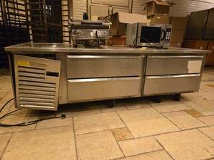 lot 15832 image: Commercial Stainless Steel Chef Base Equipment Stand with Refrigerated Drawers