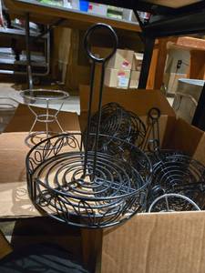 lot 27309 image: Decorative Metal Wire Menu & Condiments  Caddy with Silver Holders