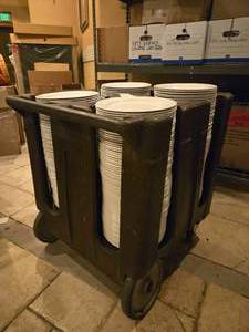 lot 48197 image: (284) Commercial Plate Caddy with White Dinner Plates