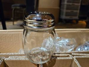 lot 27336 image: Assorted lot of jars, Glass Mason Jars with Chrome Shaker Lids - Bulk Set