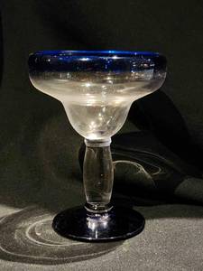 lot 48245 image: (15) Cobalt Blue Rim Margarita Glasses Set