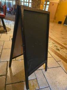 lot 27374 image: Double-Sided A-Frame Chalkboard Sign