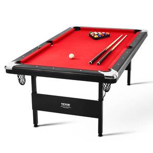 lot 29449 image: VEVOR Billiards Table, 7 ft Pool Table, Portable Foldable Space-Saving Table, Billiard Table Set Includes Balls, Cues, Chalks and Brush, Black with Red Cloth, Perfect for Family Game Room Kids Adults