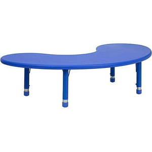 lot 29451 image: Adjustable Height Half-Moon Plastic Activity Table, Blue - Retail $516.12