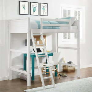 lot 29478 image: Your Zone Kids Wooden Loft Bed with Ladder Twin White - Retail $265