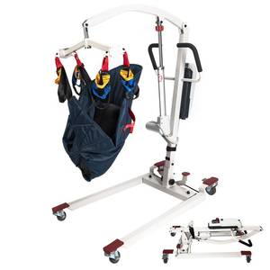 lot 29484 image: Hi-Fortune Patient Lift Electric Foldable Hydraulic Body Transfer for Home Use Seniors Free-Assembly Heavy-Duty, Battery-Powered with Low Base, 400lb Weight Capacity with U-Sling, White (Pack of 1)