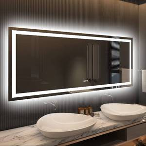 lot 29486 image: Amorho 60 X28 LED Bathroom Mirror for Wall, Backlit  Front-Lighted Vanity Mirror, Dimmable Makeup Mirrors, Anti-Fog, Memory, 3 Colors, Shatterproof, ETL Listed