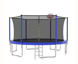 lot 29504 image: 14FT Blue Outdoor Adult Sport Recreational Trampoline With Safety Net