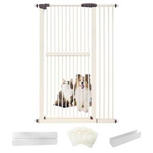 lot 29505 image: Lumizone Extra Tall Cat Gate 61.02 High Pressure Mounted Extra Wide 38.39-42.51 (17Sizes) 1.37 Gap No Drilling Auto-Close Tall Pet Gate for Dogs (Cream, 38.39-42.5197.5-107.5cm)