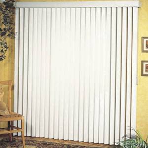 lot 29508 image: Vertical Hard Window Patio Blinds - White, 84 L x 78 W Ribbed & 3-12-Inch Vane - Easy Installation for All Patio Doors, Hardware Included - Aluminum Track for Durability, Anti-Static Slats