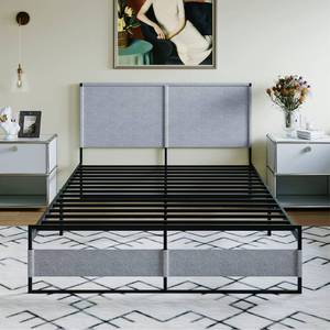 lot 29511 image: EGOHOME Metal Bed Frame Queen with Headboard, 14 Inch Alloy Steel Platform Bed Frame Heavy Duty, Storage Space Under Bed Frames, No Box Spring Needed, Easy Assembly, Noise Free