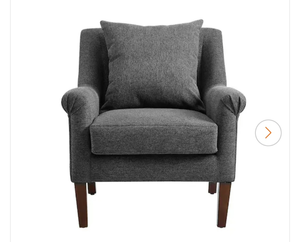 lot 29513 image: MIA Off White Fabric Mid-Century Accent Arm Chair with Cushion and Legs