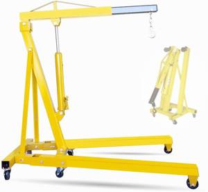 lot 29521 image: Parts-Diyer Thicken 2 Ton Engine Hoist Foldable Cherry Picker (Bright Yellow)