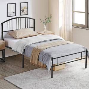 lot 29560 image: VECELO Twin Bed Frames,Black Twin Size Metal Platform Bed Frame Mattress Foundation, with Headboard and Footboard,Under Bed Storage,No Box Spring Needed
