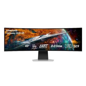 lot 29587 image: Samsung 49 Odyssey OLED G9 (G95SC) Series Curved Smart Gaming Monitor w QD-OLED, 240Hz, 0.03ms, AMD Freestyle Premium Pro, G-Sync Compatible, Dual QHD, Neo Quantum Processor Pro, LS49CG954SNXZA, 2023