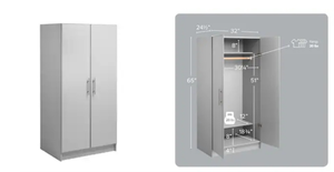 lot 29593 image: Prepac Elite 32-in W x 65-in H Wood composite Light Gray Freestanding Utility Storage Cabinet