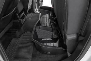 lot 29604 image: Rough Country Under Seat Storage Box for Chevy Silverado & GMC Sierra 15002500HD (2014��2018) Double Cab - Custom-Fit Underseat Organizer Tray with Anti-Skid Thermoplastic Design