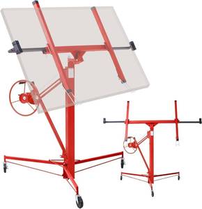 lot 29605 image: SPOWAY Drywall Lift 11FT, Sheetrock Lift 150LBS Heavy Duty Drywall Lift Panel with 360° Adjustable Telescopic Arm & 3 Lockable Wheels, Drywall Lifter for Home Improvement, Red