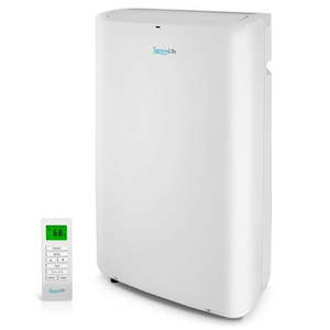 lot 29606 image: SereneLife Compact Home AC Cooling Unit with Built-in Dehumidifier & Fan Modes 14 000 BTU (White) - Retail $651.99