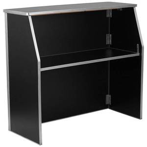lot 29617 image: Flash Furniture Amara 4 Folding Portable Event Bar with Top and Middle Shelves Black Laminate - Retail $615.99