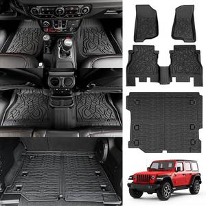 lot 29627 image: Utiiy Cargo Liner with Floor Mats Fit for 2018-2025 Jeep Wrangler JL Unlimited 4 Door 4X4, Cargo Mat Durable TPE Floor Liner for 2024 Jeep Wrangler JLJLU Accessories(Cargo MatFloor Mat)