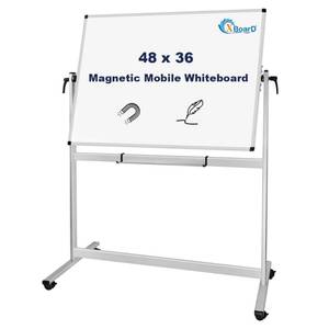 lot 29633 image: XBoard Rolling Whiteboard 48x36 inch  Magnetic Dry Erase Board on Wheels, Large Portable Easel with Stand and Aluminium Frame for Home School Office Live Streaming