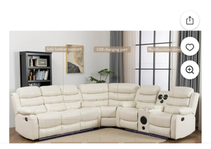 lot 29640 image: Hybition faux Leather Left LED Motion Sofa White (not a complete sofa)