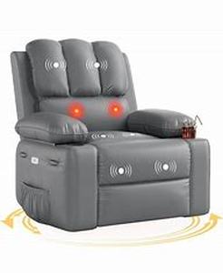 lot 29460 image: garveehome electric recliner chair 369° rocker swivel recliner with heat and massage pump leather