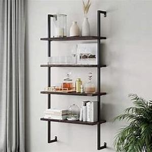 lot 29465 image: Metal Wall Mount Display Shelf Frame with Wood Panels