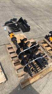 lot 143 image: Unused Mini Excavator Hydraulic 8 Piece Attachment Set