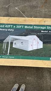 lot 167 image: KJ Heavy-Duty Metal Storage Shed Model K4230T 42x30ft