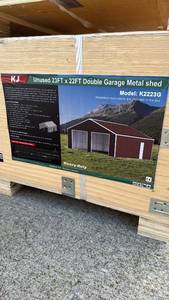 lot 175 image: KJ Double Garage Metal Shed Model K2223G 23x22 FT