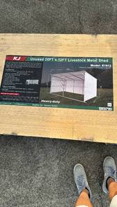 lot 176 image: KJ Heavy-Duty Livestock Metal Shed Model K1912 20x12ft