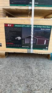 lot 179 image: KJ Heavy-Duty Double Garage Steel Barn Model K3325G 33x25FT
