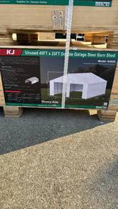 lot 183 image: KJ 45x25 Double Garage Steel Barn Shed Model K4525 - New