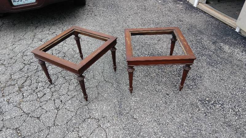 lot 4194 image: (2)ct lot wooden tables, tops not included